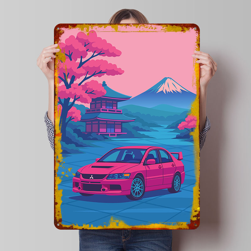Retro Gaming Japan - Japon Arabası Evo Japonya'da Teneke Poster