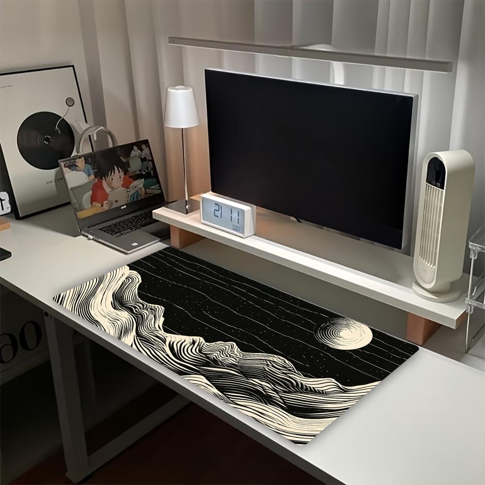 Retro Gaming Desk Setup - Vintage Dalga Dağ Ay Büyük Boy