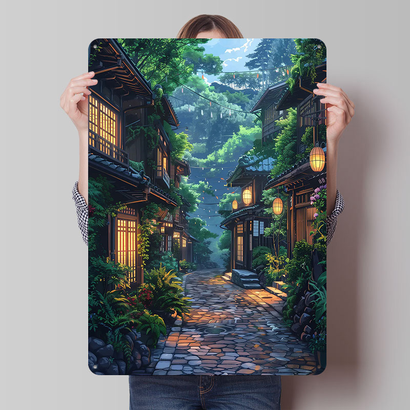 Retro Gaming Japan - Japonya'daki Green Street teneke plakası posteri