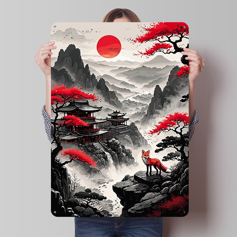 Retro Gaming Japan - Kırmızı Ay Japonya Posteri Özelleştirilmiş Vintage